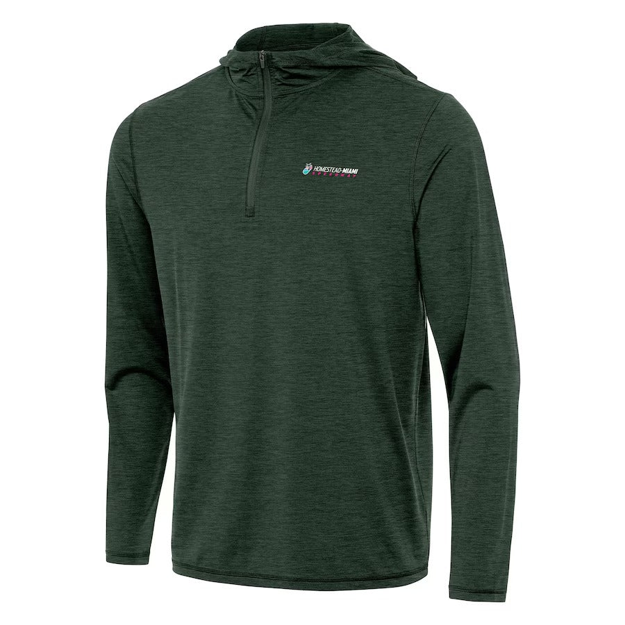 Men's Homestead-Miami Speedway Antigua Hunter Green Tidy Quarter-Zip Pullover Hoodie