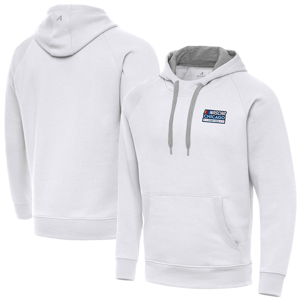 Men's Athletoutfit Chicago Street Race Antigua White Victory Pullover Hoodie