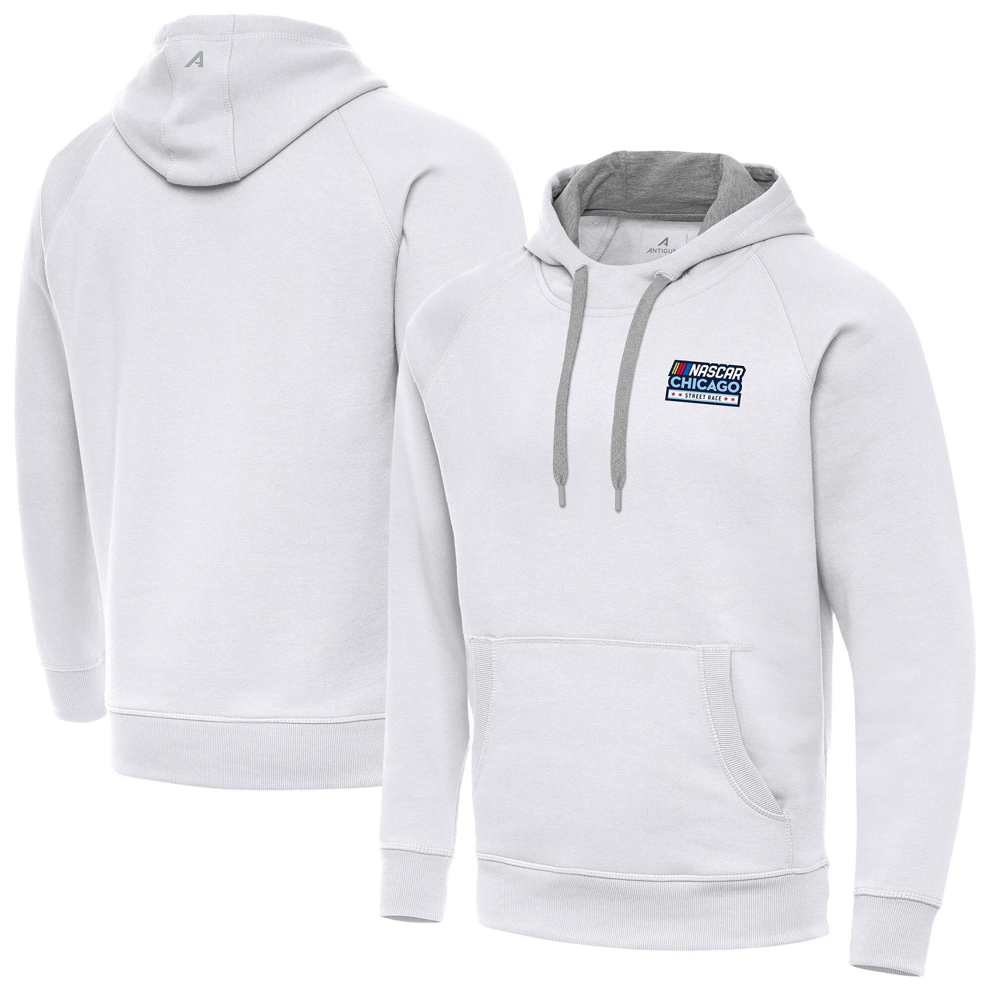 Men's Athletoutfit Chicago Street Race Antigua White Victory Pullover Hoodie