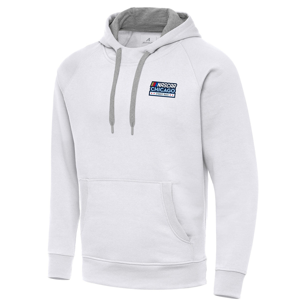 Men's Athletoutfit Chicago Street Race Antigua White Victory Pullover Hoodie