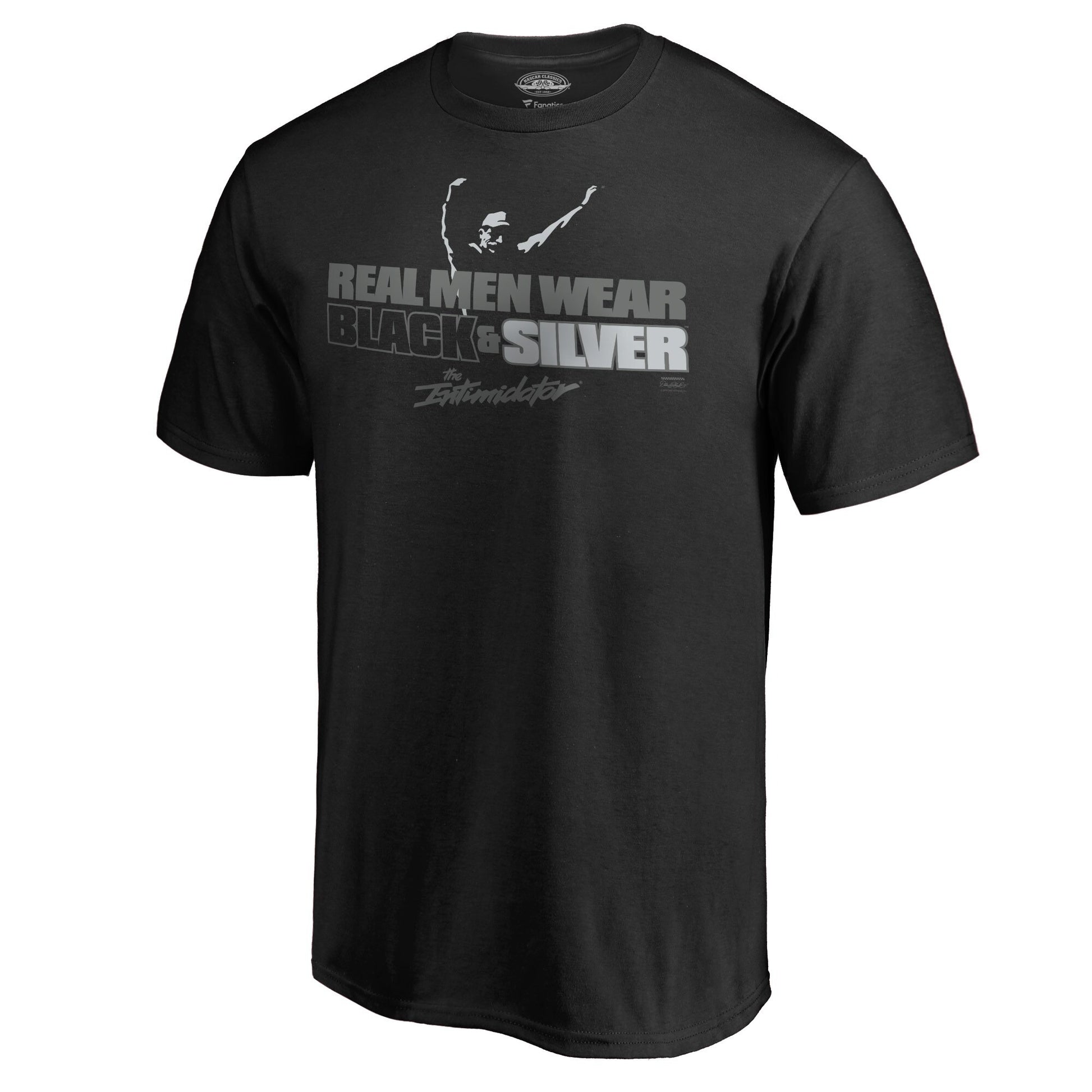 Men's Dale Earnhardt Black Real Men Wear Black and Silver T-Shirt