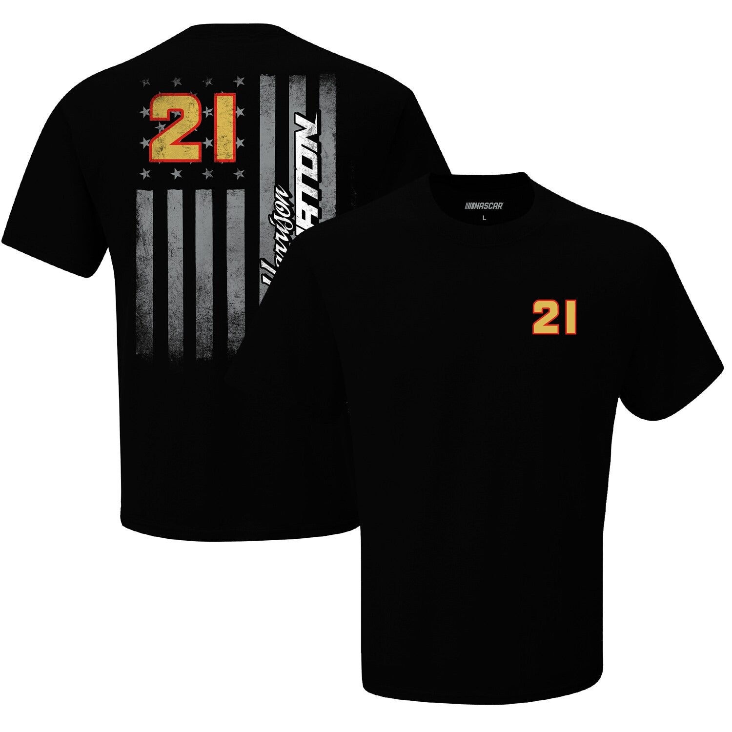 Men's Harrison Burton Checkered Flag Black Exclusive Tonal Flag T-Shirt