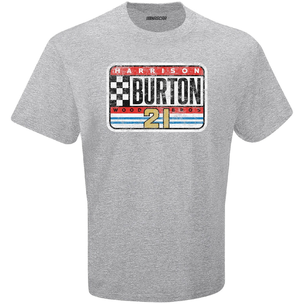 Men's Harrison Burton Checkered Flag Gray Vintage T-Shirt