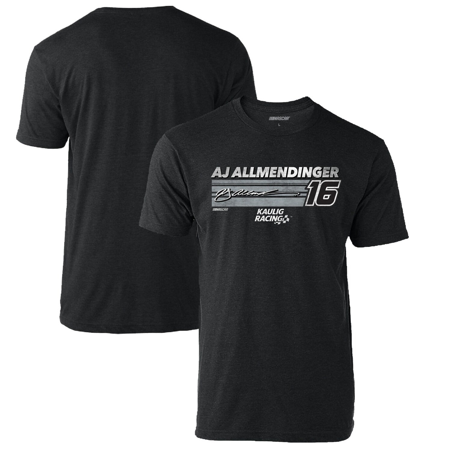 Men's AJ Allmendinger Checkered Flag Heather Charcoal Hot Lap T-Shirt