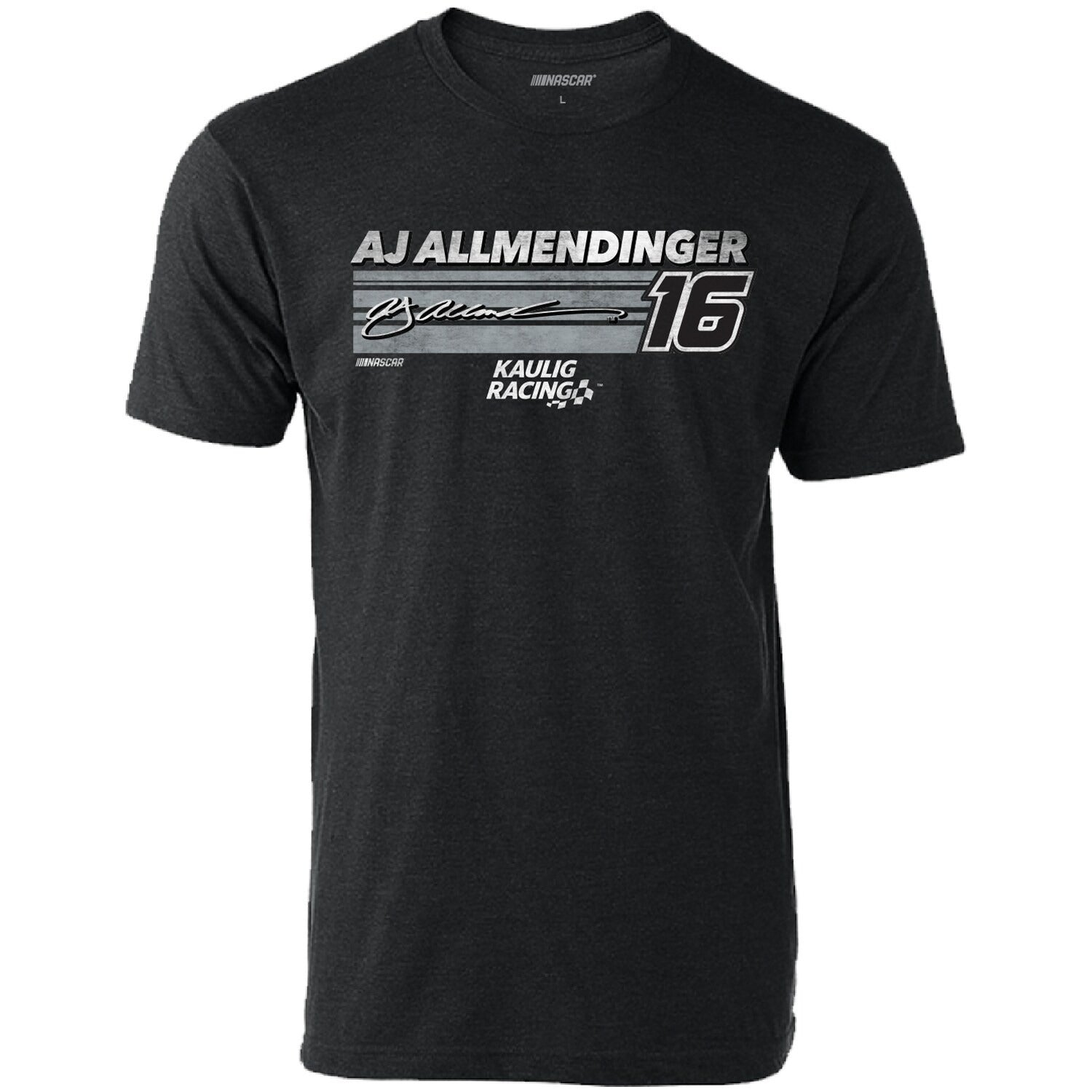 Men's AJ Allmendinger Checkered Flag Heather Charcoal Hot Lap T-Shirt