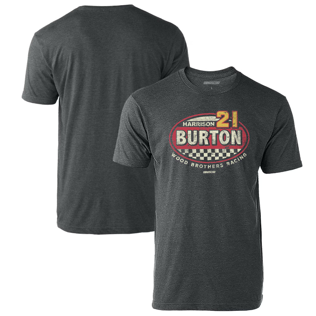 Men's Harrison Burton Checkered Flag Heathered Charcoal Vintage Rookie T-Shirt