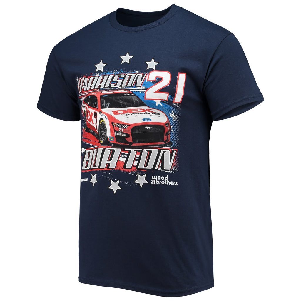 Men's Harrison Burton Checkered Flag Navy Stars & Stripes T-Shirt
