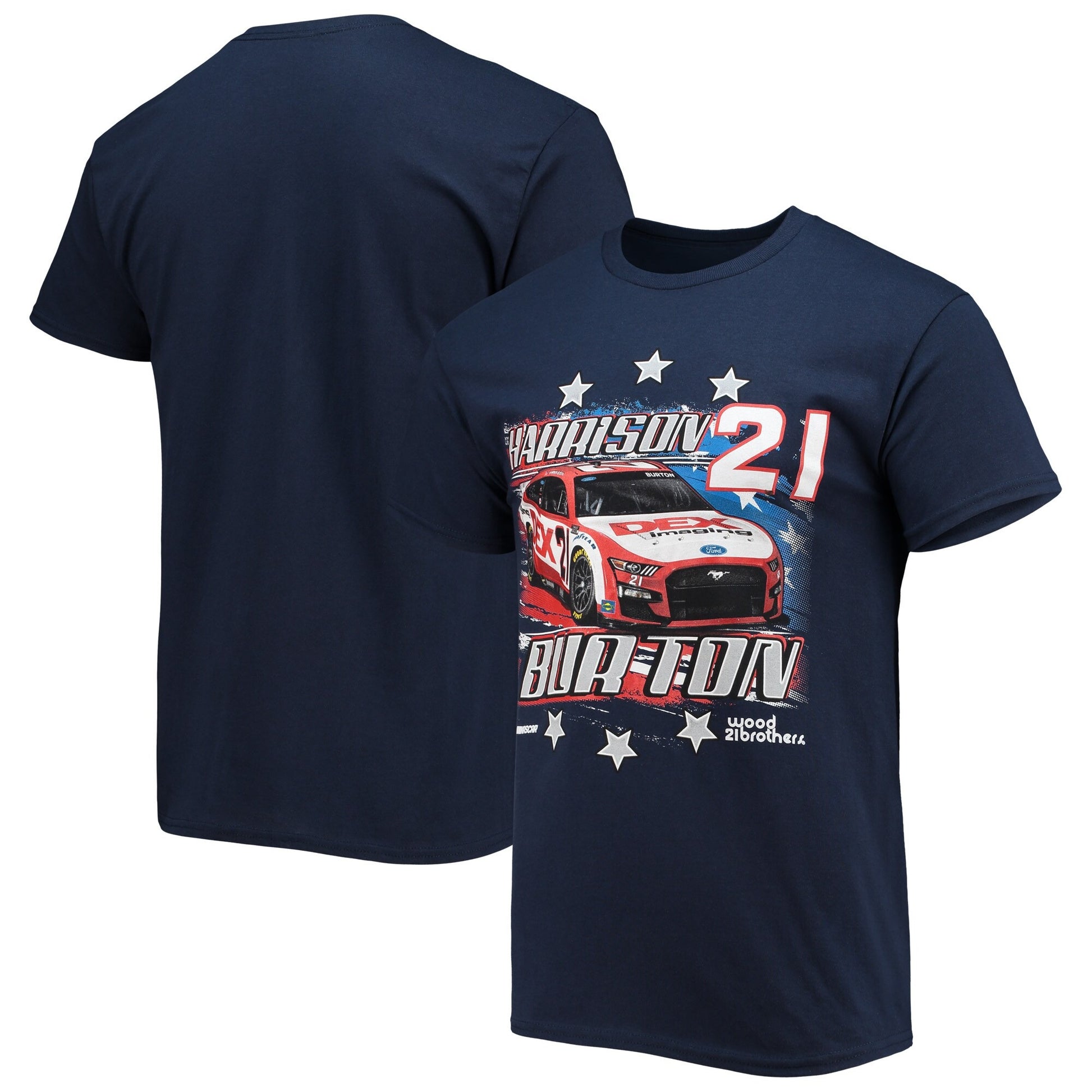 Men's Harrison Burton Checkered Flag Navy Stars & Stripes T-Shirt