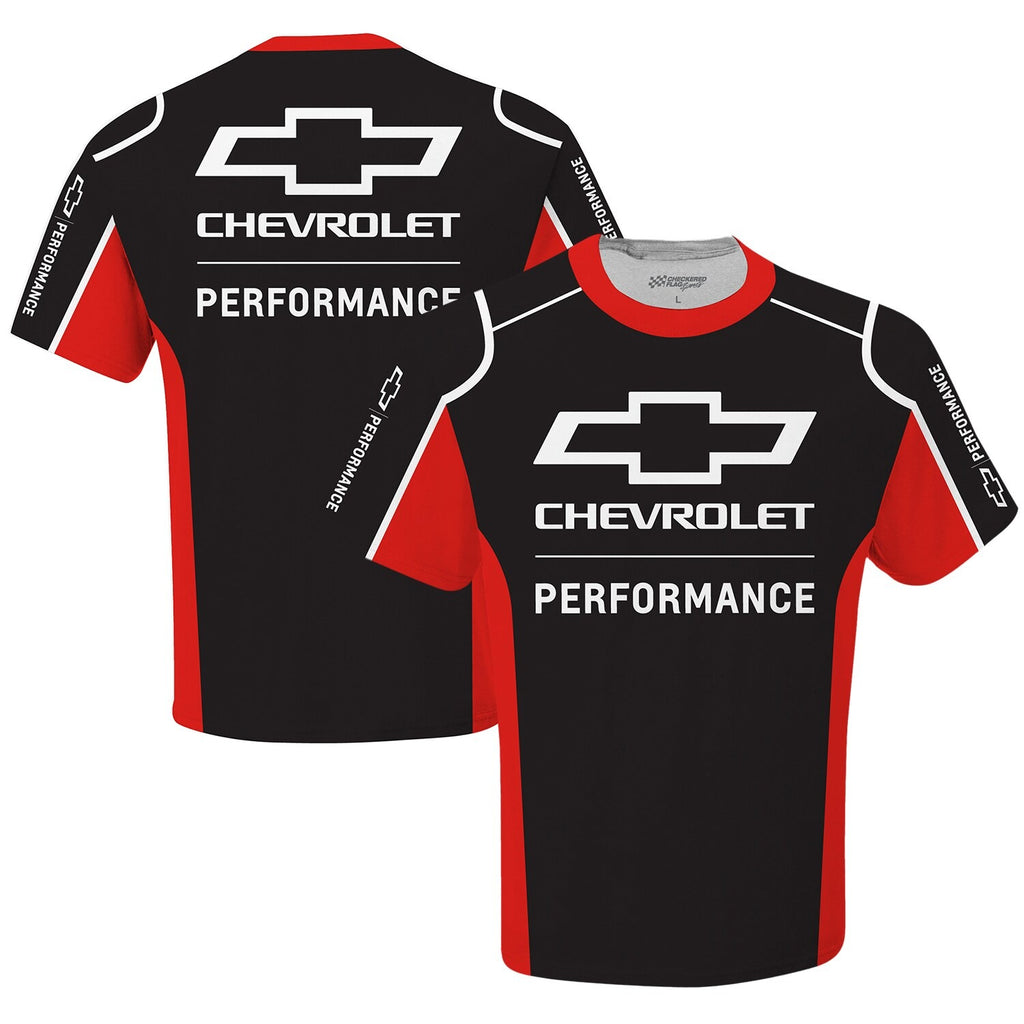 Men's Chevrolet Checkered Flag Sports Black Uniform T-Shirt