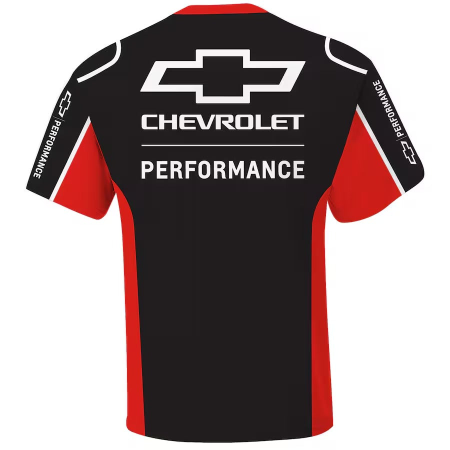 Men's Chevrolet Checkered Flag Sports Black Uniform T-Shirt