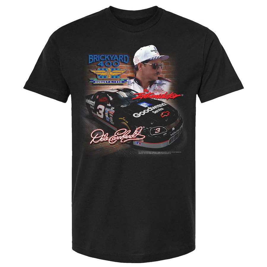 Men's Dale Earnhardt Checkered Flag Sports Black 1995 Goodwrench Brickyard 400 Winner T-Shirt