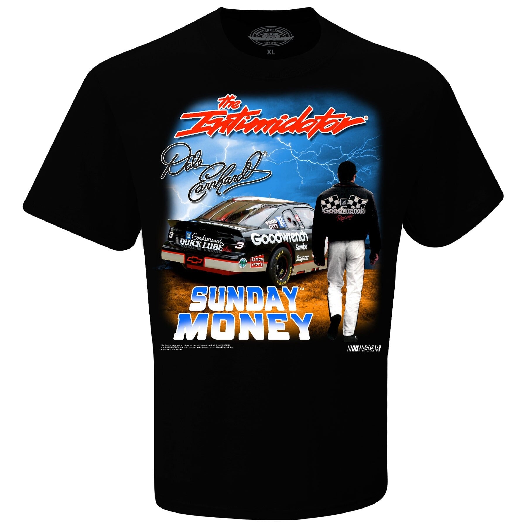 Men's Dale Earnhardt Checkered Flag Sports Black Sunday Money T-Shirt
