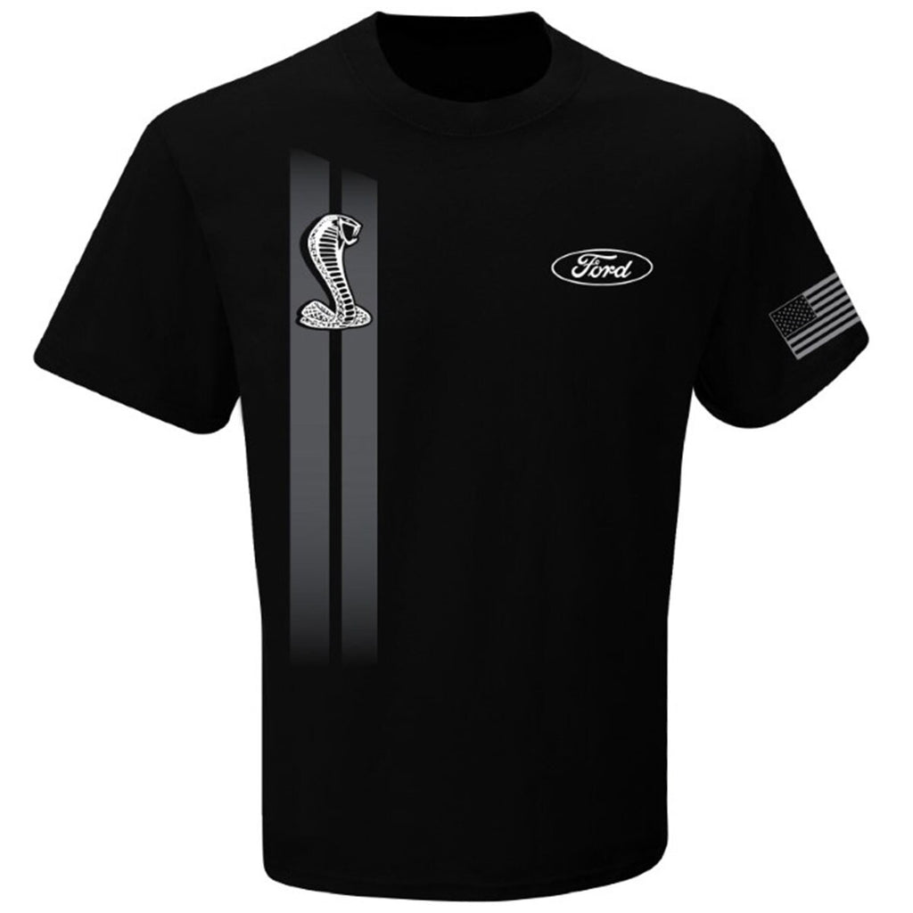 Men's Ford Checkered Flag Sports Black Cobra T-Shirt