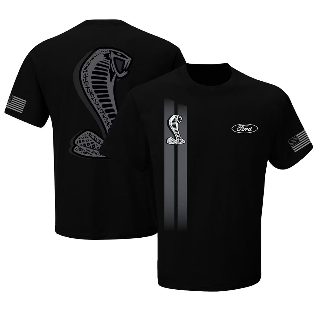 Men's Ford Checkered Flag Sports Black Cobra T-Shirt