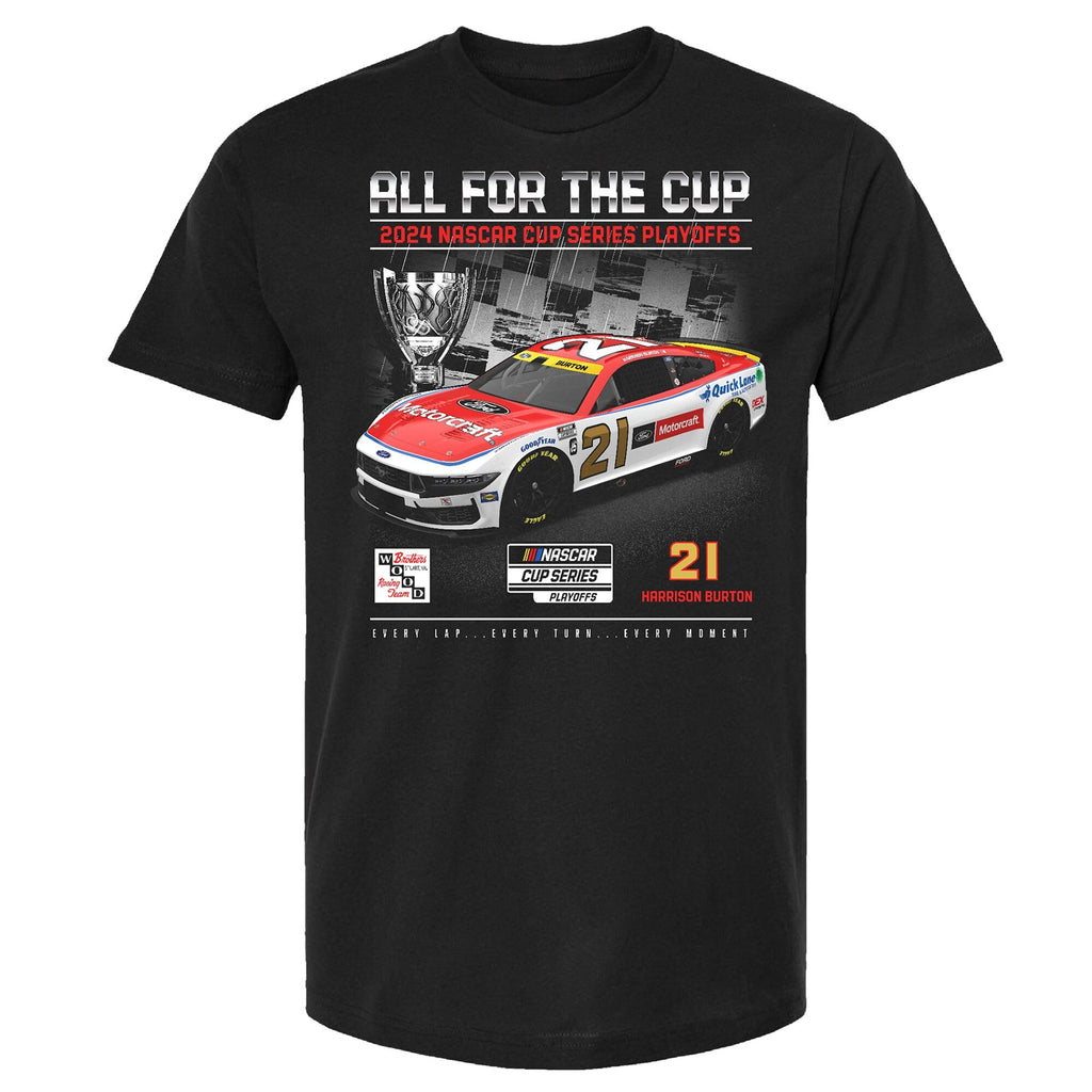 Men's Harrison Burton Checkered Flag Sports Black 2024 NASCAR Cup Series Playoffs Motorcraft T-Shirt