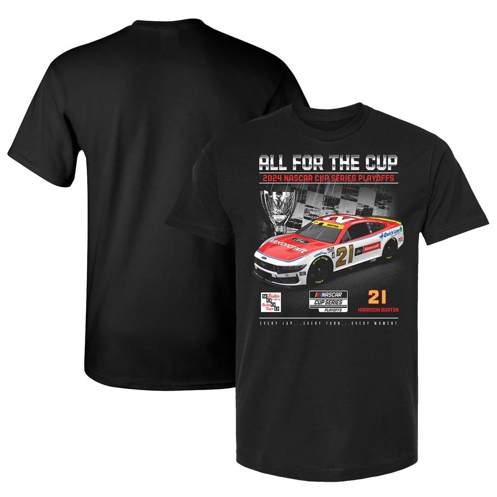 Men's Harrison Burton Checkered Flag Sports Black 2024 NASCAR Cup Series Playoffs Motorcraft T-Shirt