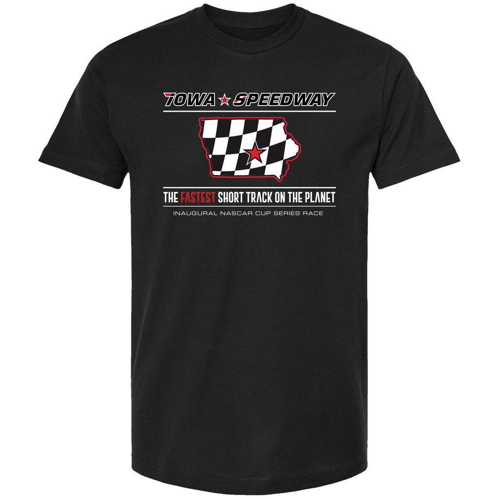 Men's Iowa Speedway Checkered Flag Sports Black 2024 Iowa Corn 350 T-Shirt