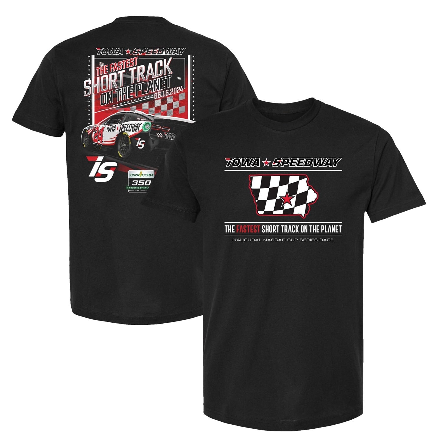 Men's Iowa Speedway Checkered Flag Sports Black 2024 Iowa Corn 350 T-Shirt