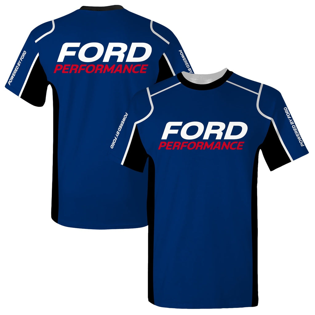 Men's Ford Checkered Flag Sports Blue Sublimated Uniform T-Shirt