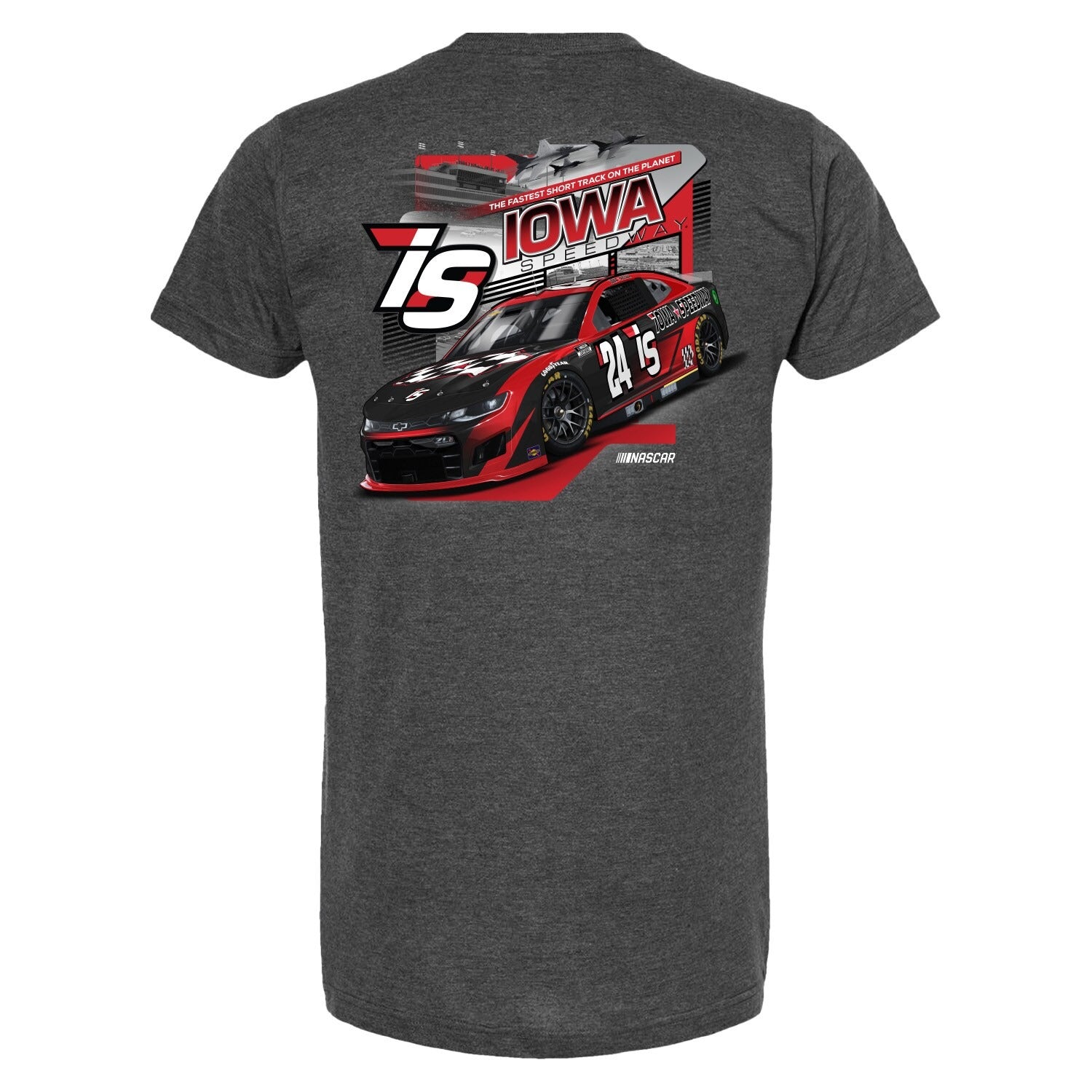 Men's Iowa Speedway Checkered Flag Sports Heather Charcoal Track T-Shirt