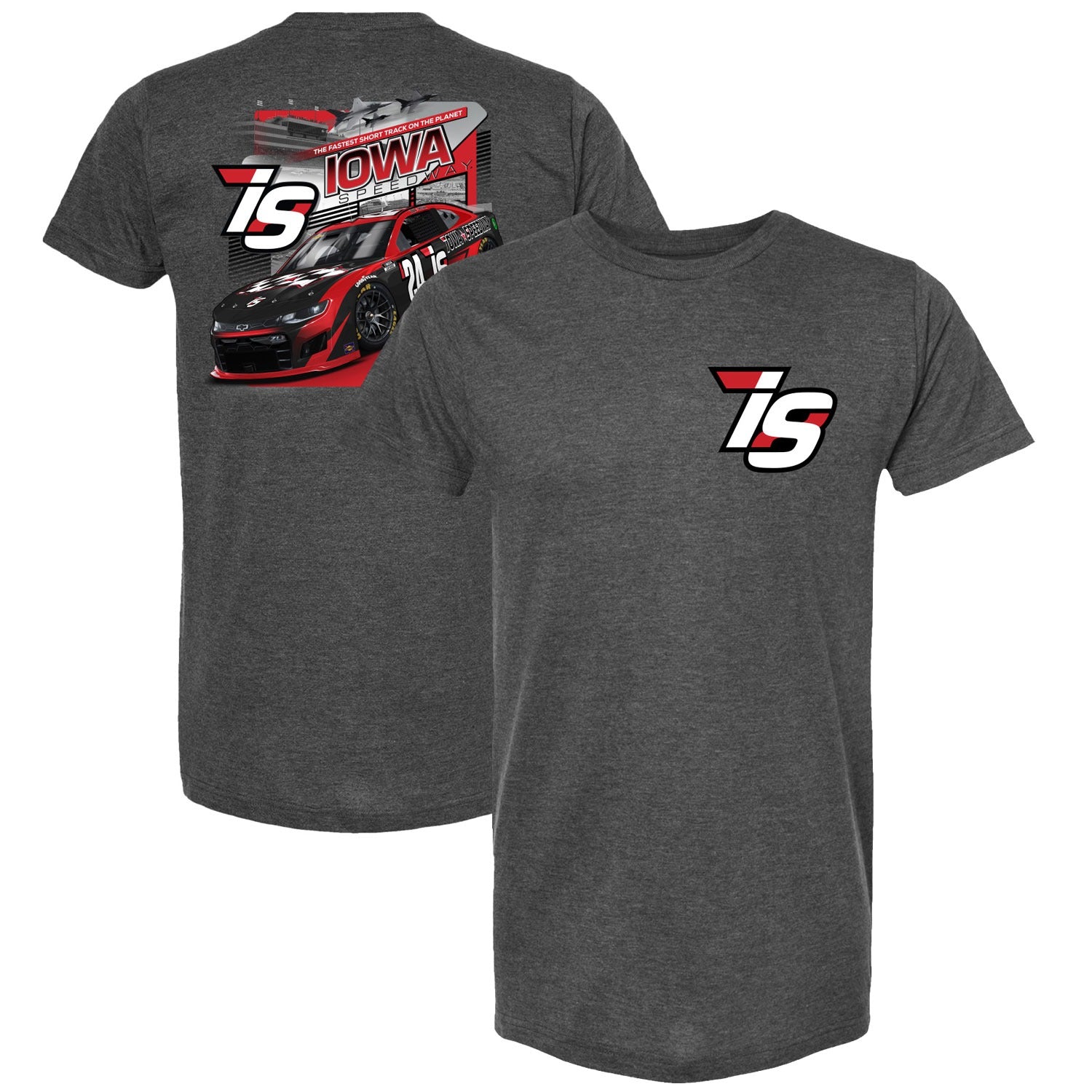 Men's Iowa Speedway Checkered Flag Sports Heather Charcoal Track T-Shirt