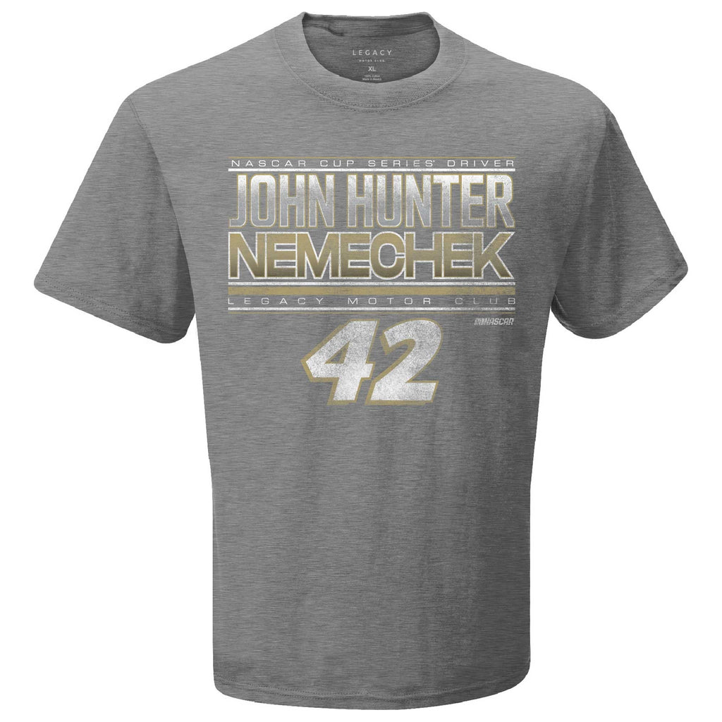 Men's John Hunter Nemechek Checkered Flag Sports Heather Charcoal Name & Number T-Shirt