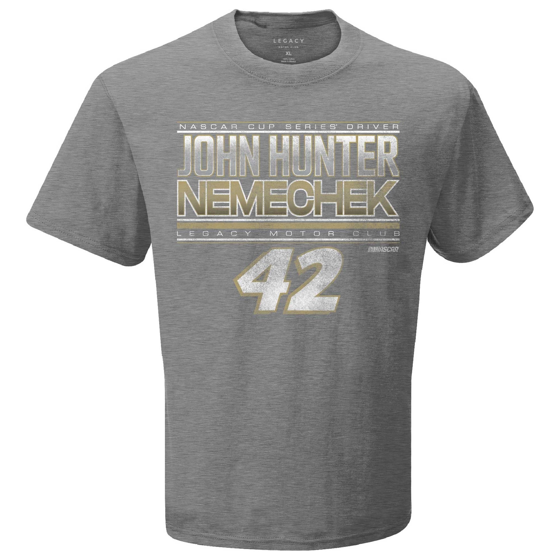 Men's John Hunter Nemechek Checkered Flag Sports Heather Charcoal Name & Number T-Shirt