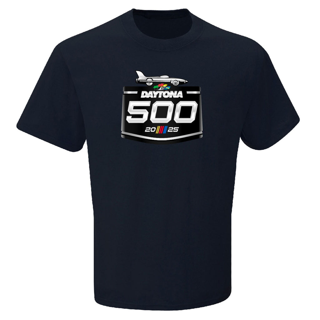 Men's Daytona International Speedway Checkered Flag Sports Navy 2025 Daytona 500 Logo T-Shirt