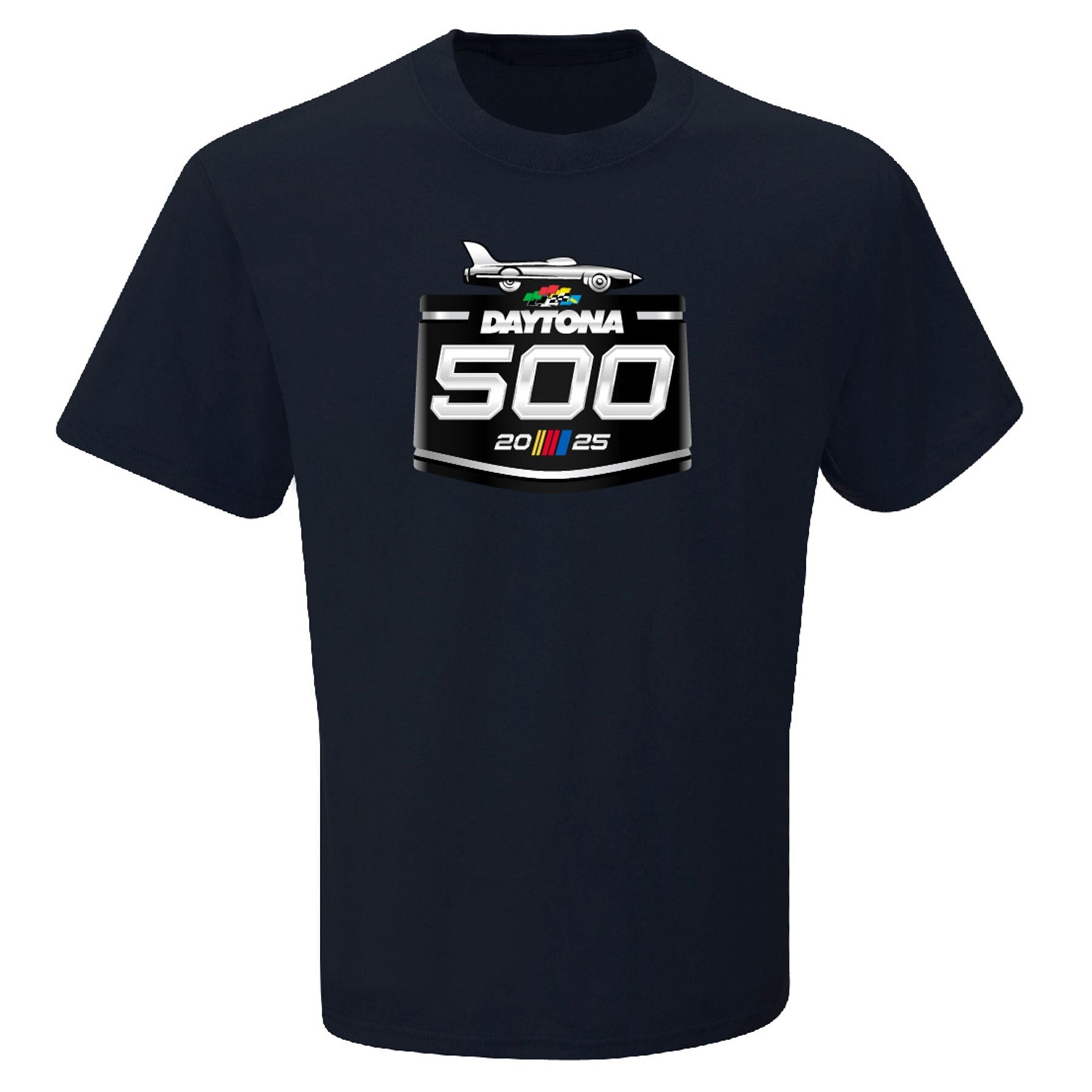 Men's Daytona International Speedway Checkered Flag Sports Navy 2025 Daytona 500 Logo T-Shirt