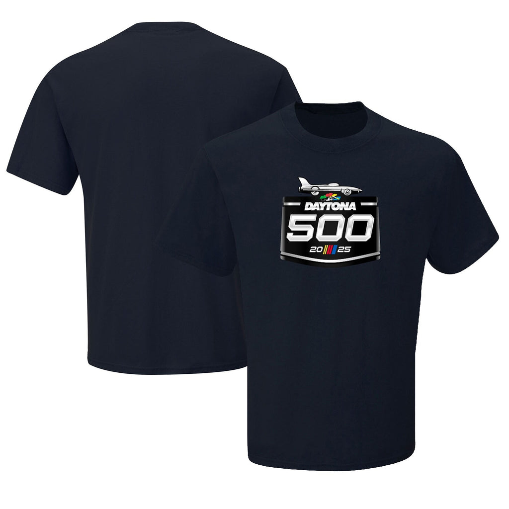Men's Daytona International Speedway Checkered Flag Sports Navy 2025 Daytona 500 Logo T-Shirt