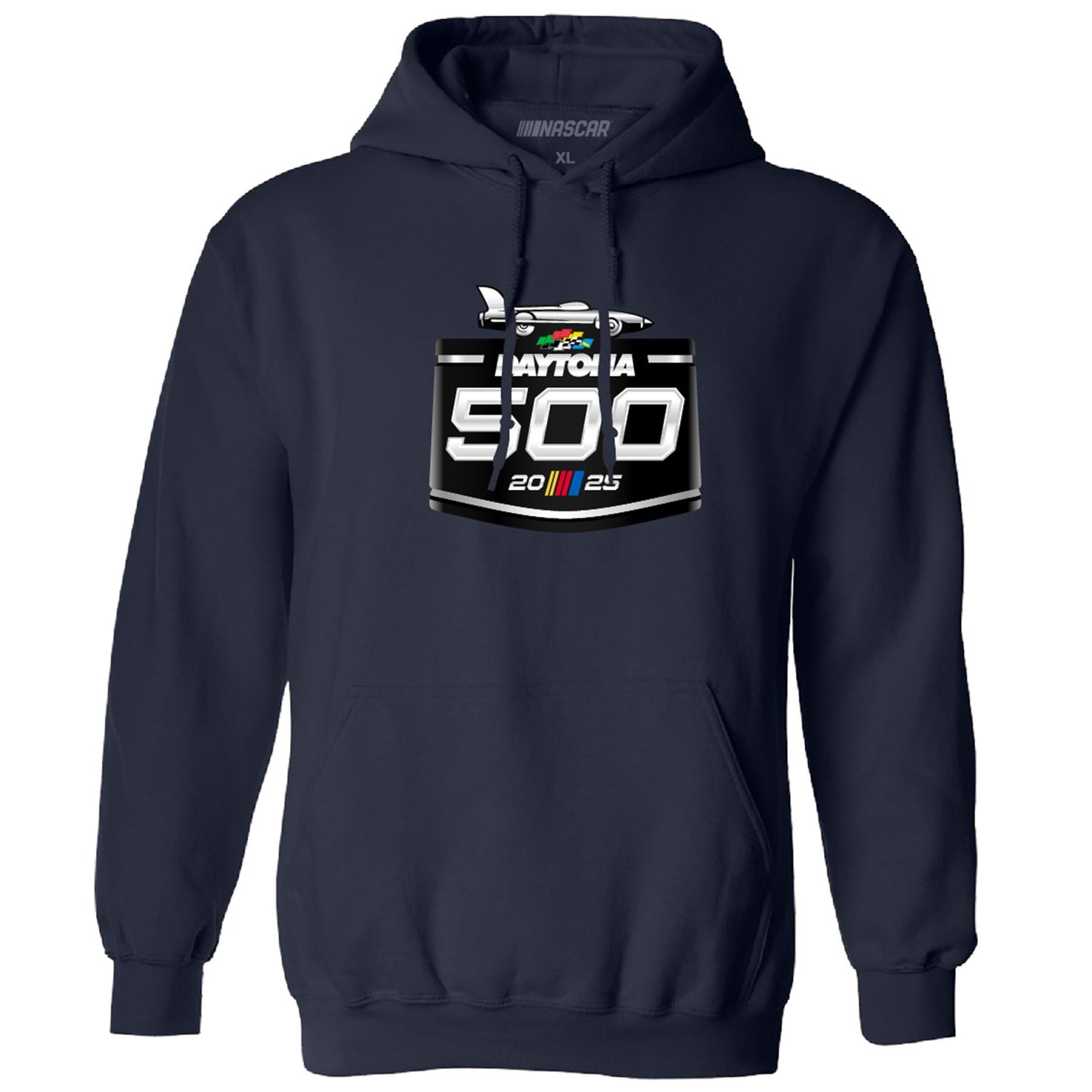 Men's Daytona International Speedway Checkered Flag Sports Navy 2025 Daytona 500 Pullover Hoodie