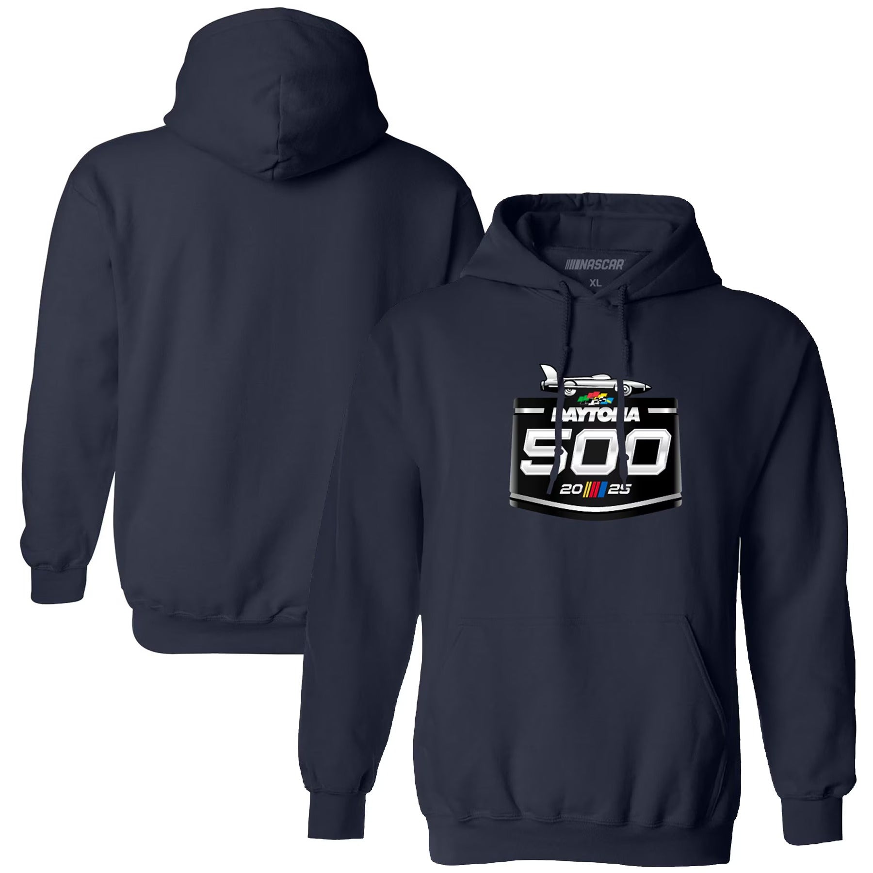 Men's Daytona International Speedway Checkered Flag Sports Navy 2025 Daytona 500 Pullover Hoodie