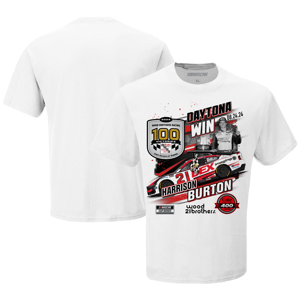 Men's Harrison Burton Checkered Flag Sports White 2024 Coke Zero Sugar 400 Race Winner T-Shirt