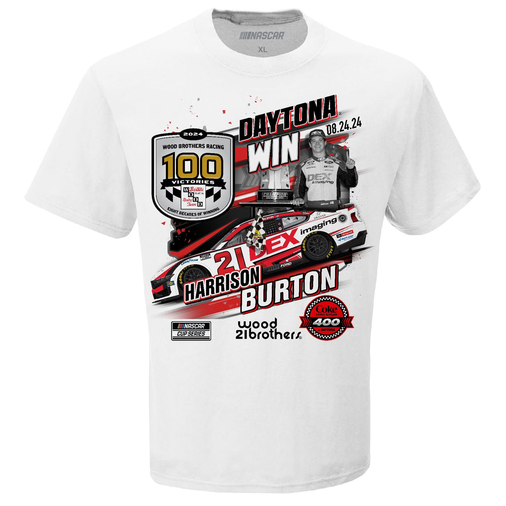Men's Harrison Burton Checkered Flag Sports White 2024 Coke Zero Sugar 400 Race Winner T-Shirt