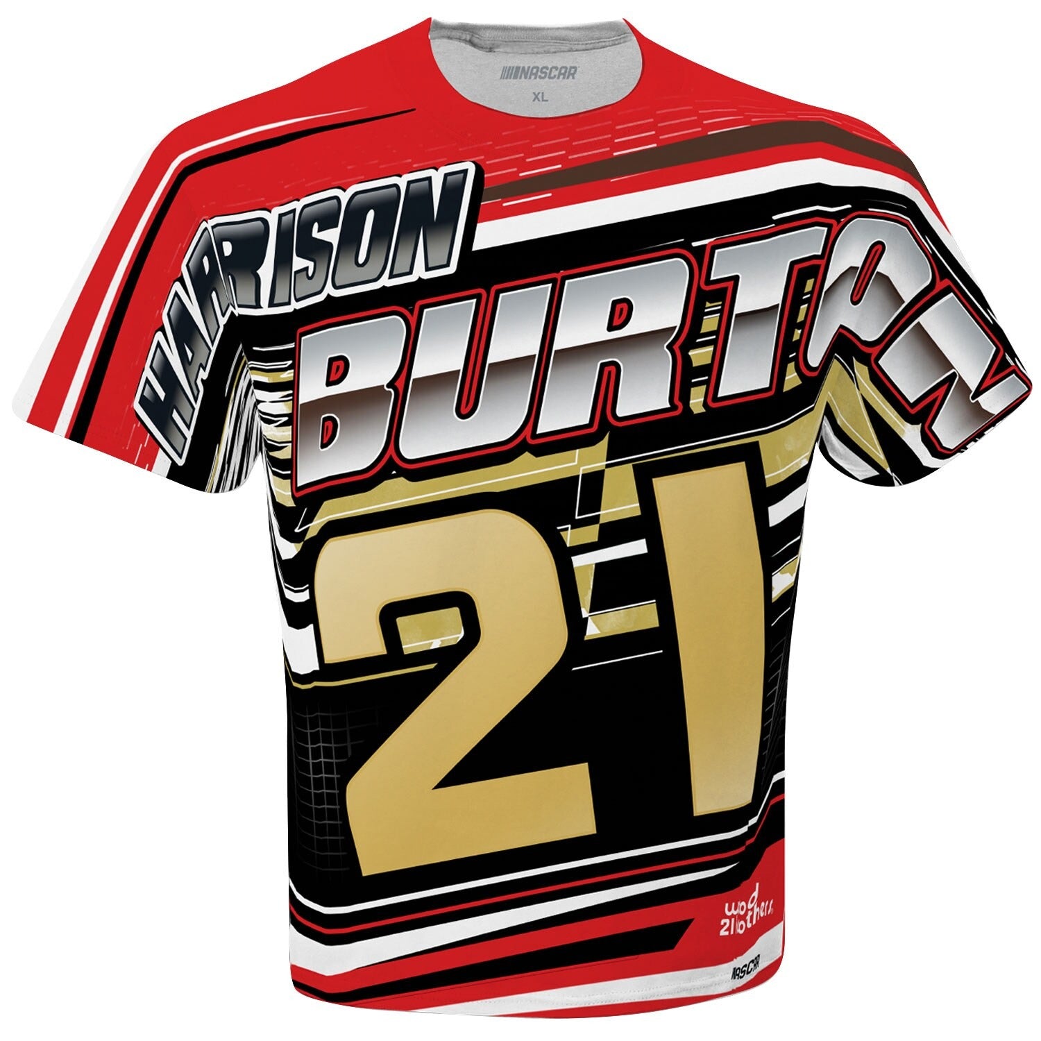 Men's Harrison Burton Checkered Flag White Sublimated Speedster T-Shirt