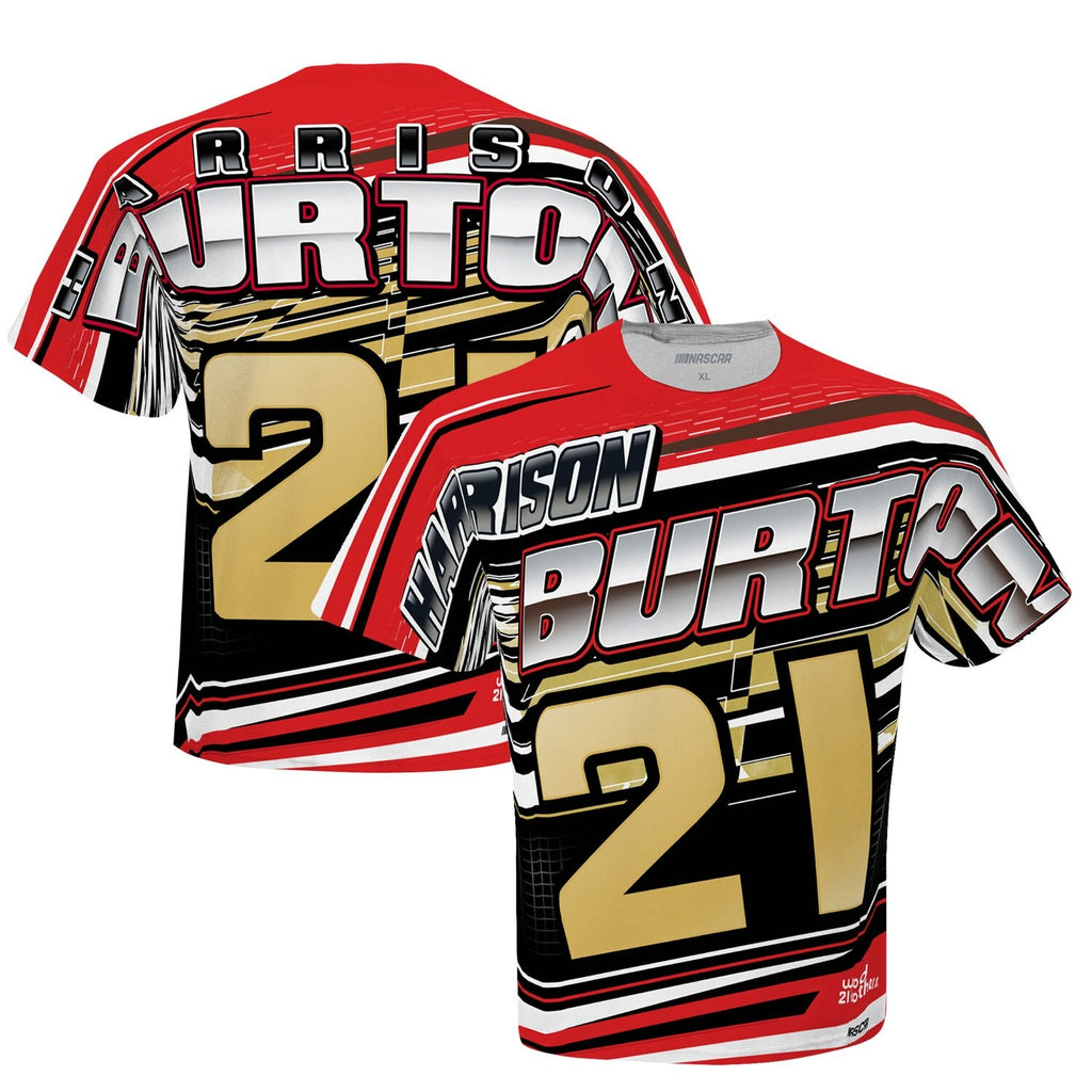 Men's Harrison Burton Checkered Flag White Sublimated Speedster T-Shirt