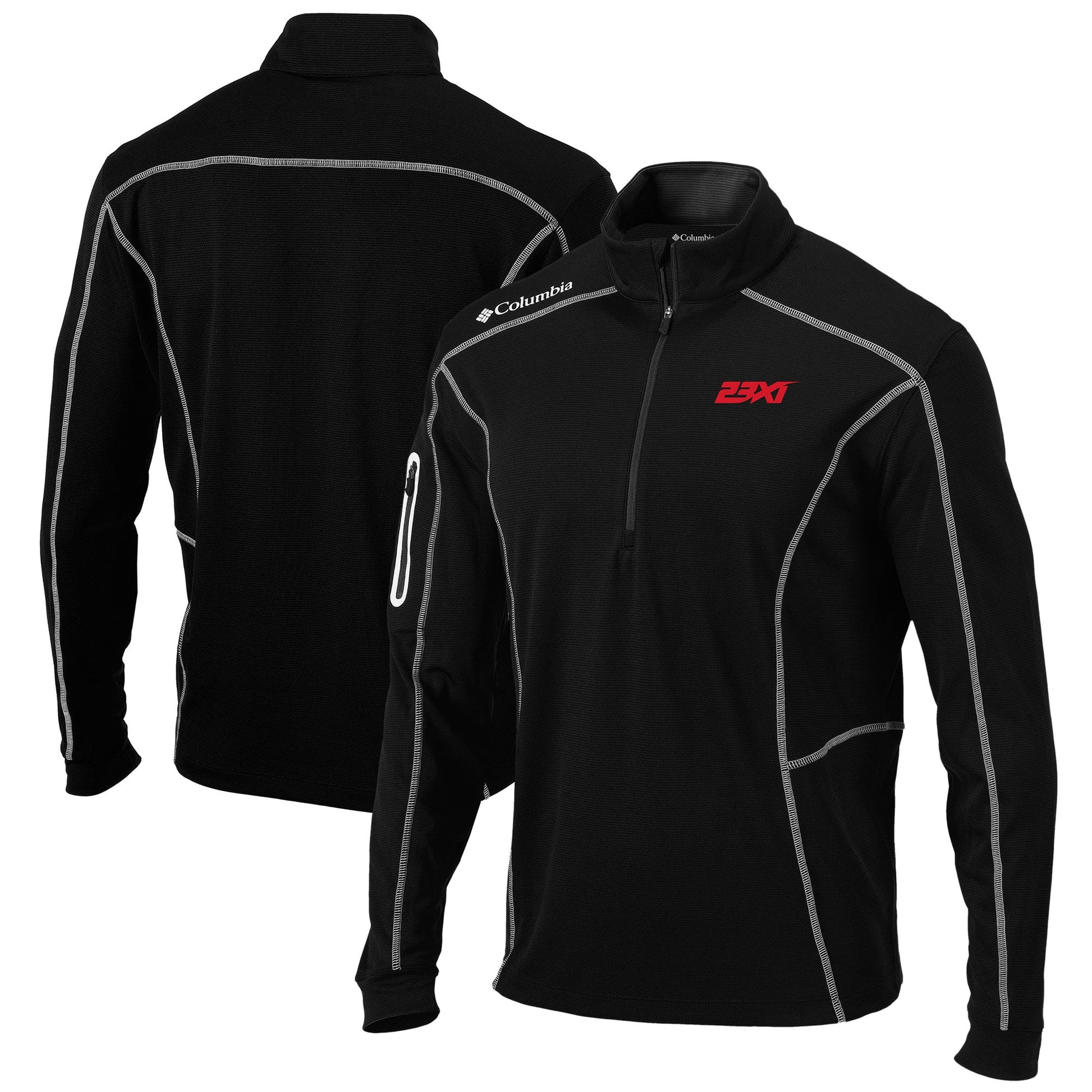 Men's 23XI Racing Columbia Black Omni-Wick Shotgun Quarter-Zip Pullover Jacket