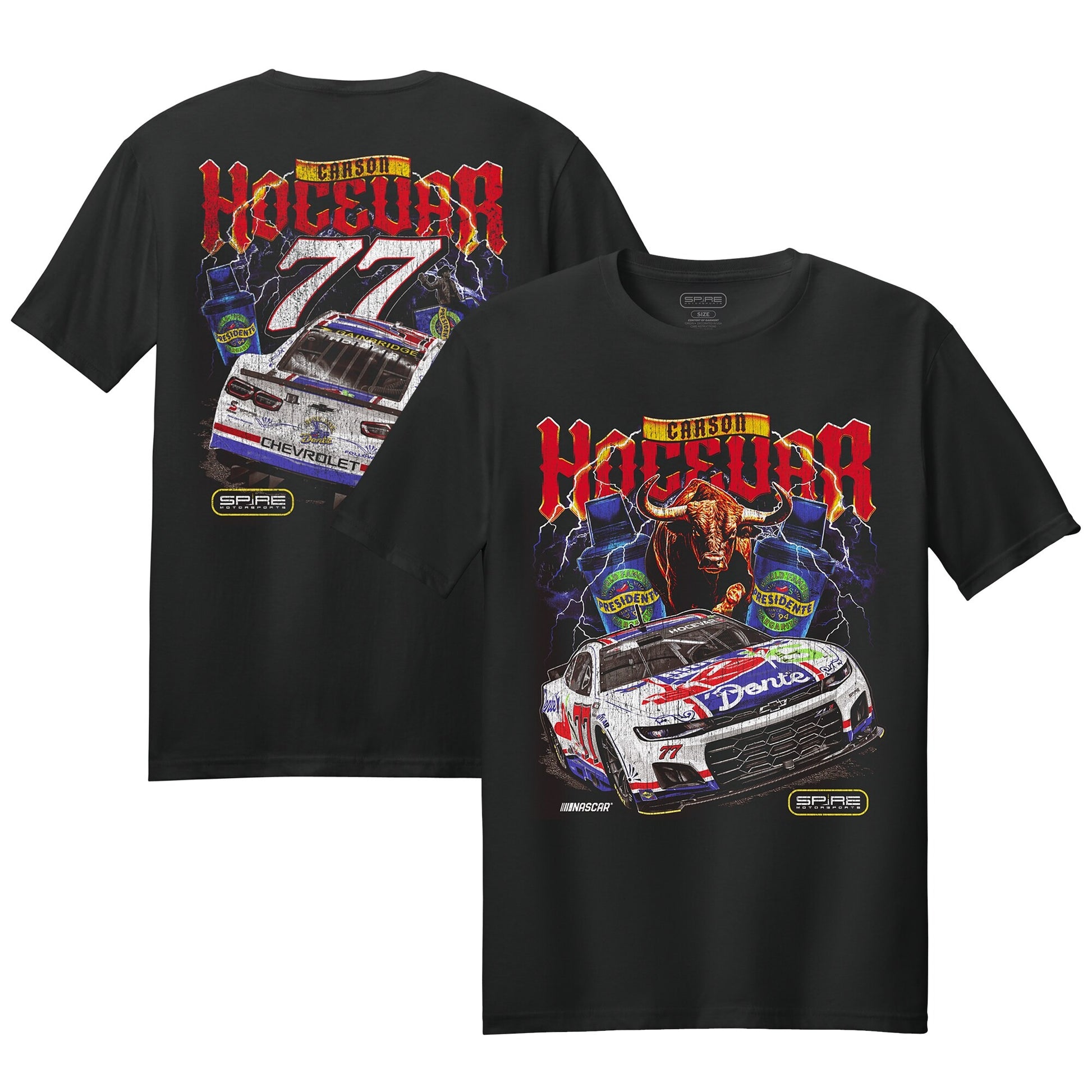 Men's Carson Hocevar E2 Apparel Black Chili's Car T-Shirt