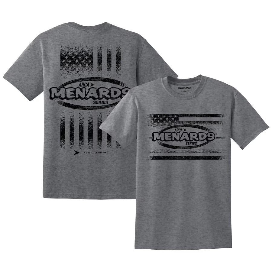 Men's ARCA Menards Series Heather Gray Tri-Blend Flag T-Shirt