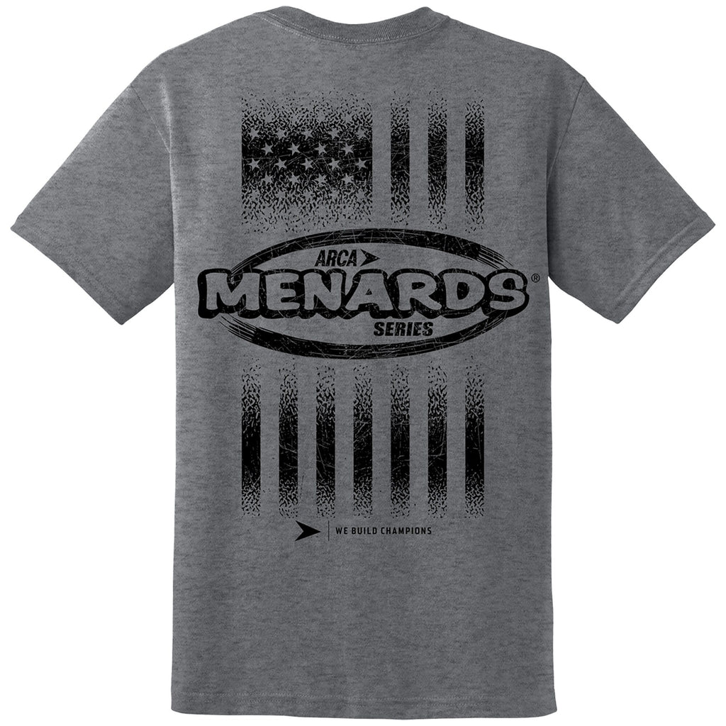 Men's ARCA Menards Series Heather Gray Tri-Blend Flag T-Shirt