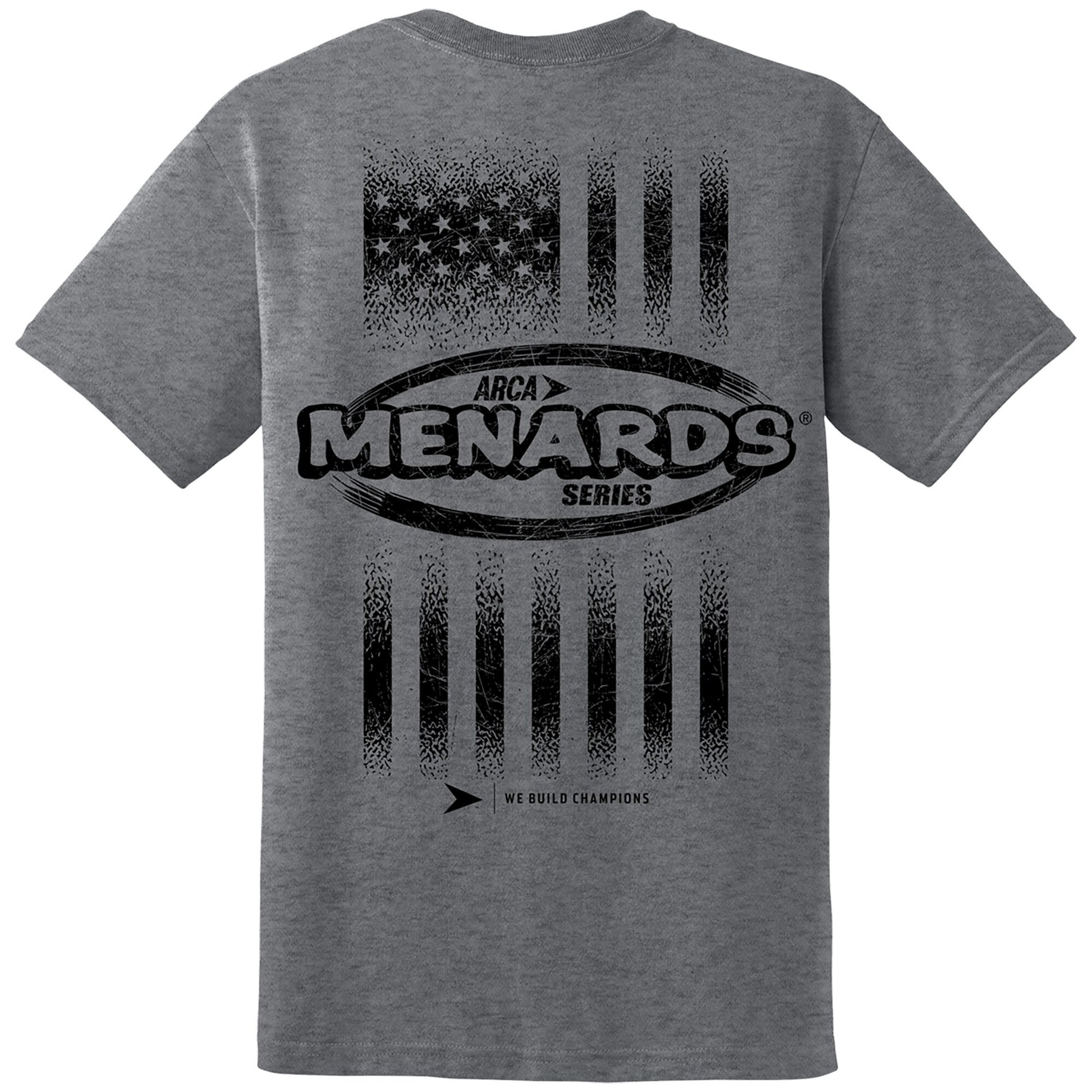 Men's ARCA Menards Series Heather Gray Tri-Blend Flag T-Shirt
