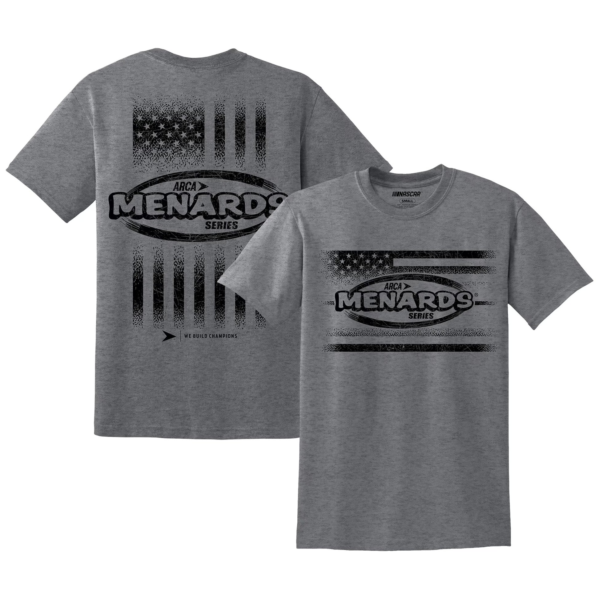 Men's ARCA Menards Series Heather Gray Tri-Blend Flag T-Shirt