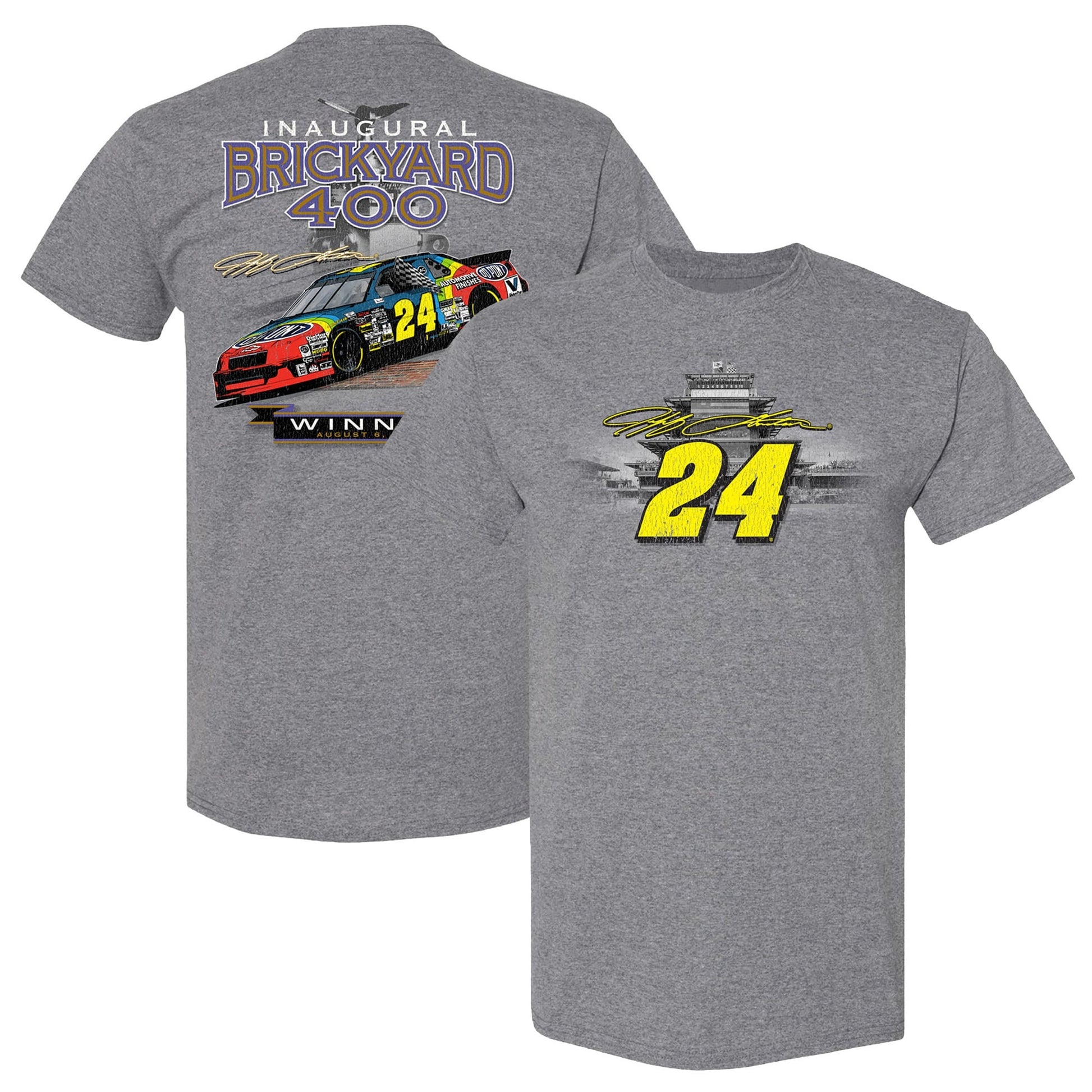 Men's Jeff Gordon Hendrick Motorsports Team Collection Heather Charcoal 1994 Indy Brickyard 400 Winner T-Shirt