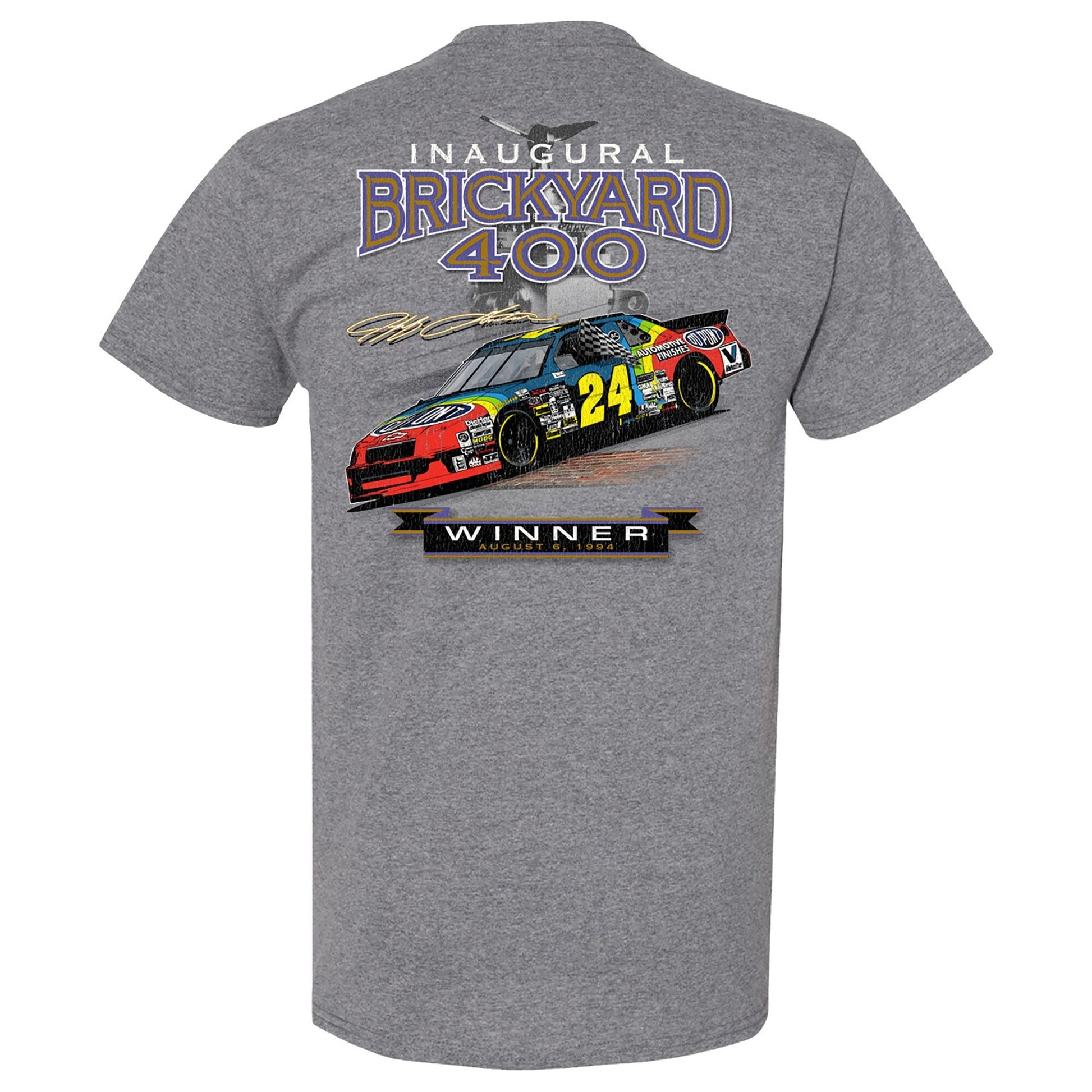 Men's Jeff Gordon Hendrick Motorsports Team Collection Heather Charcoal 1994 Indy Brickyard 400 Winner T-Shirt