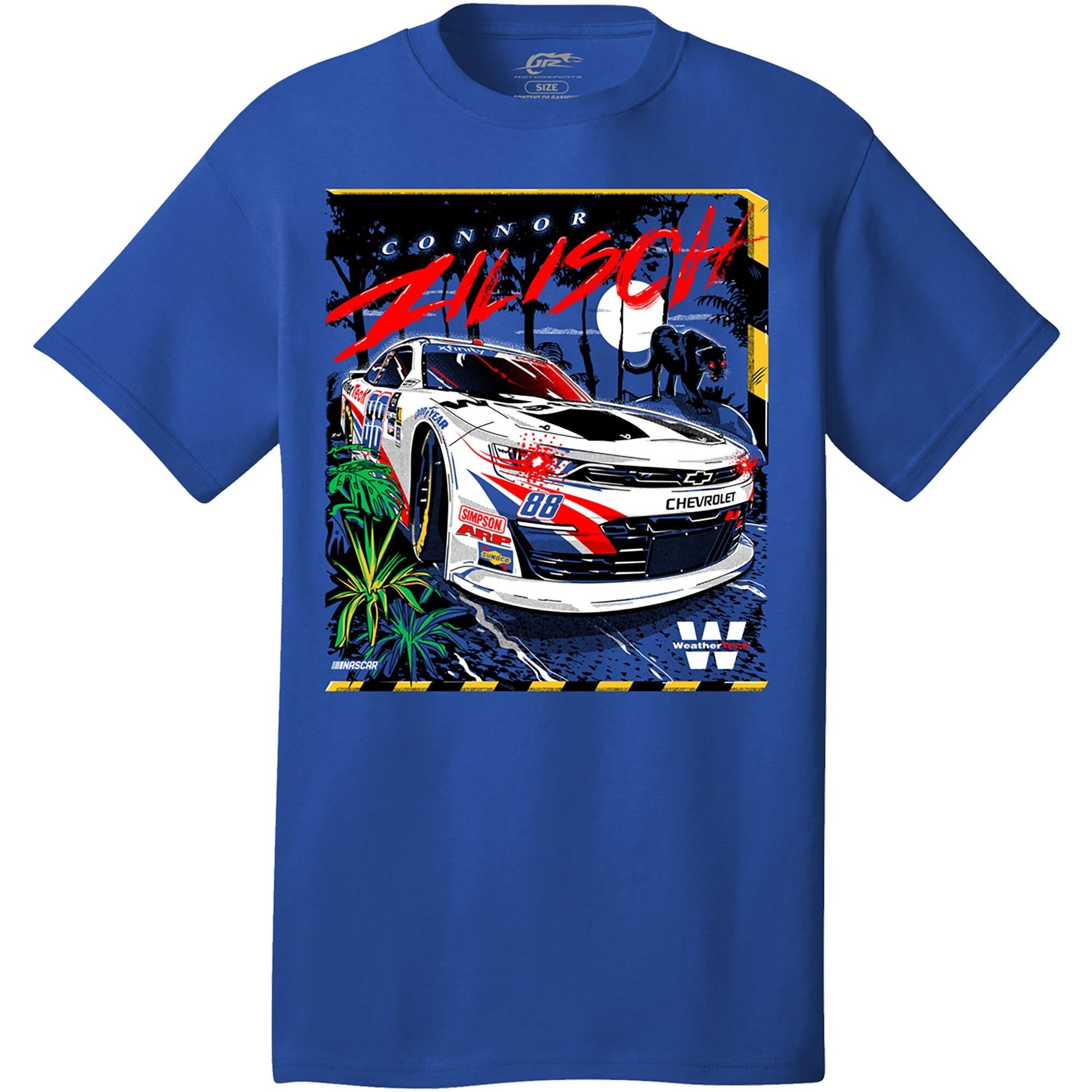 Men's Connor Zilisch JR Motorsports Official Team Apparel Royal WeatherTech Car T-Shirt