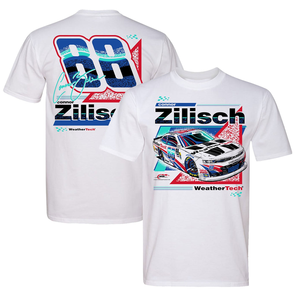 Men's Connor Zilisch JR Motorsports Official Team Apparel White WeatherTech Car T-Shirt