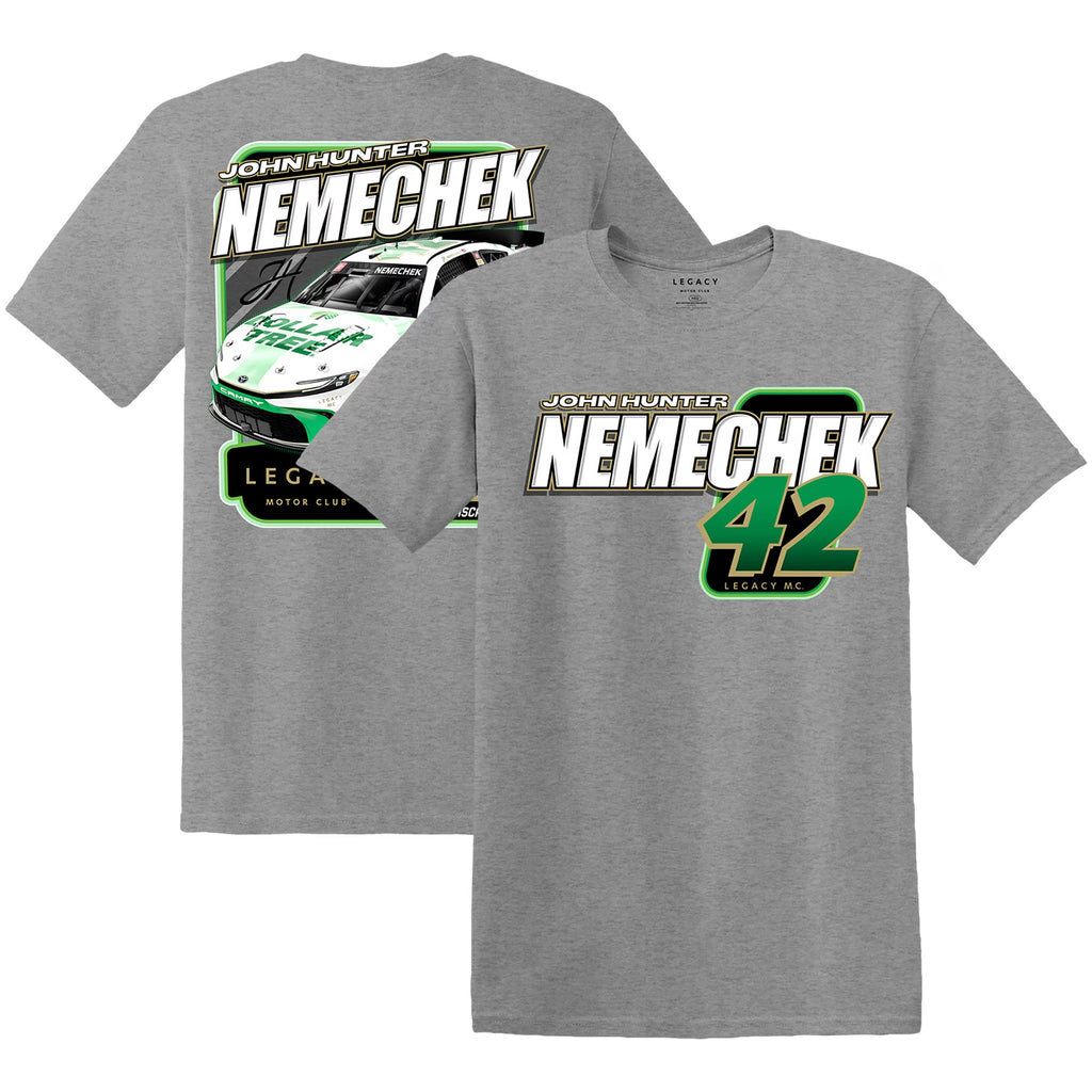 Men's John Hunter Nemechek LEGACY Motor Club Team Collection Heather Charcoal Dollar Tree Car T-Shirt