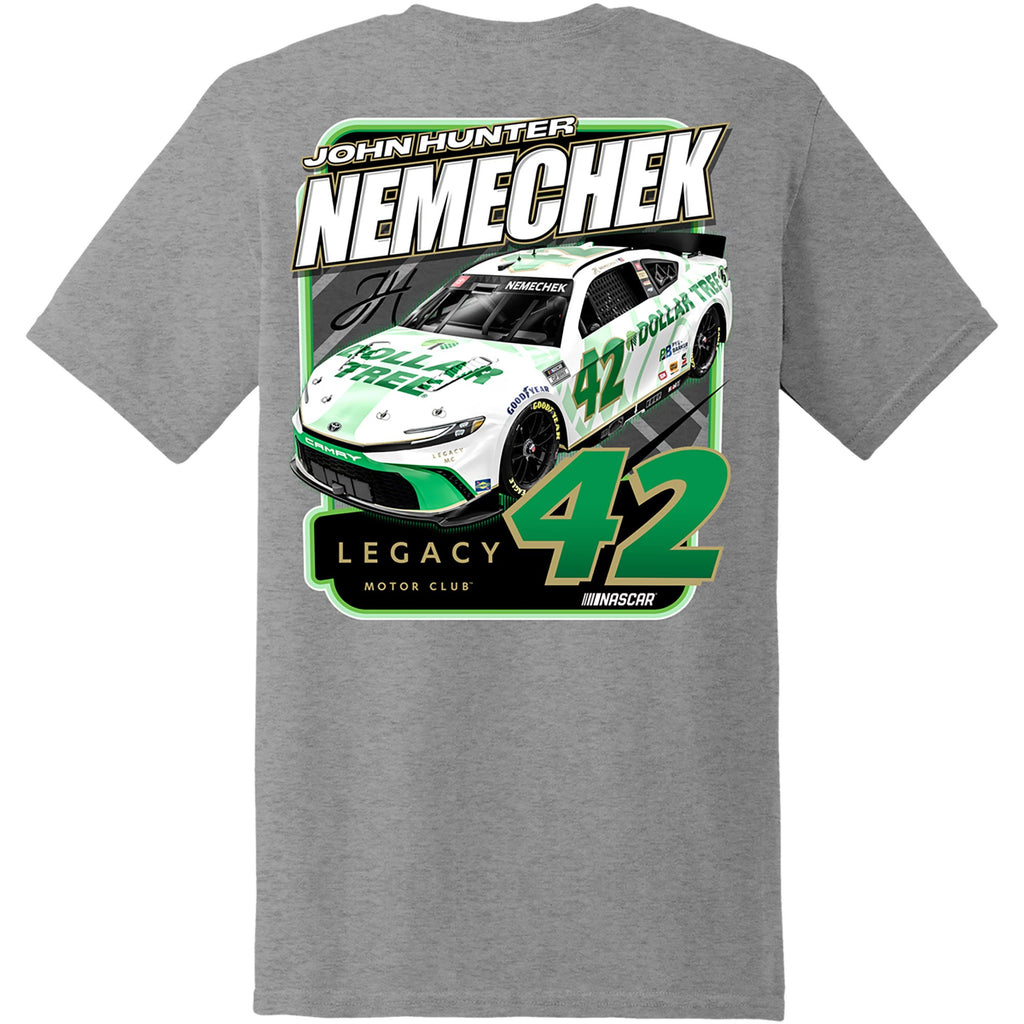 Men's John Hunter Nemechek LEGACY Motor Club Team Collection Heather Charcoal Dollar Tree Car T-Shirt
