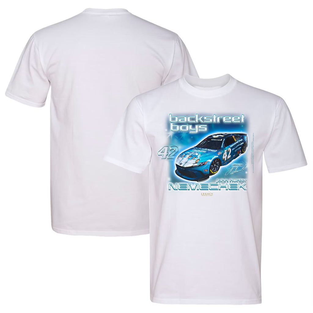 Men's John Hunter Nemechek LEGACY Motor Club Team Collection White Backstreet Boys Car Tri-Blend T-Shirt