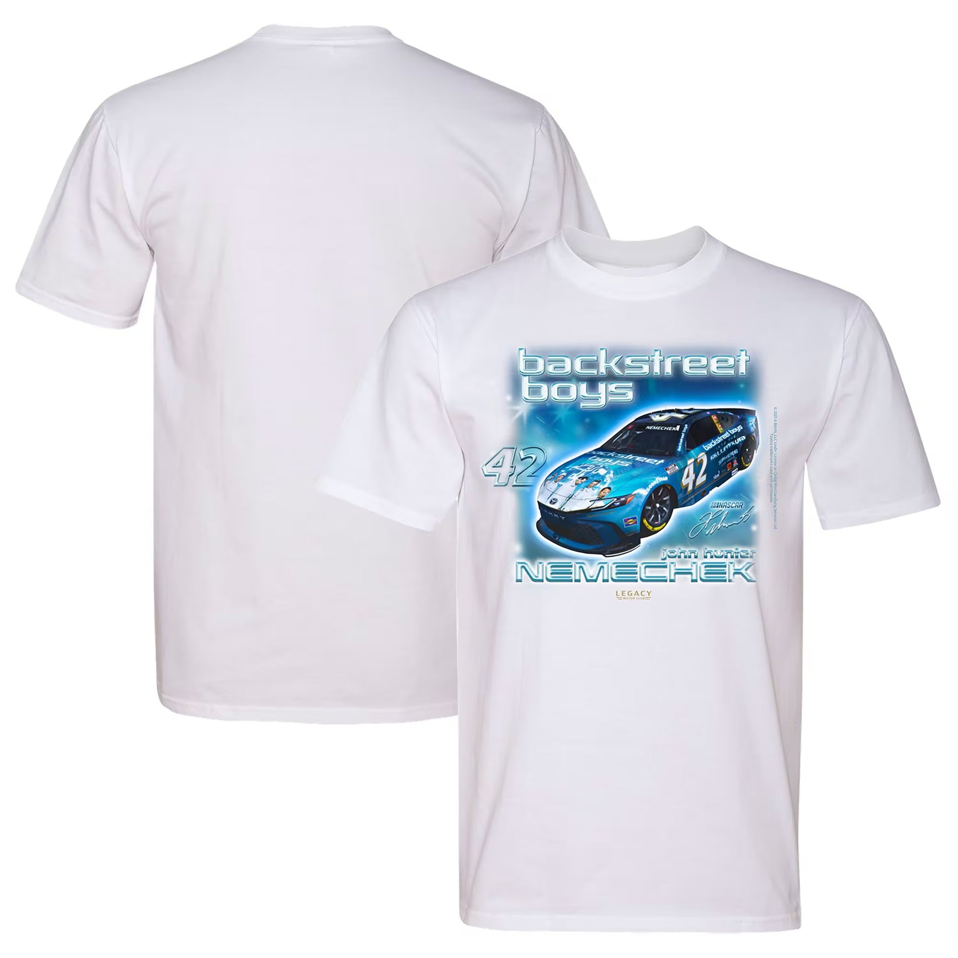 Men's John Hunter Nemechek LEGACY Motor Club Team Collection White Backstreet Boys Car Tri-Blend T-Shirt
